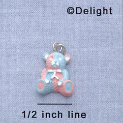 7569 - Bear Sitting Tie White - Resin Charm (12 per package)