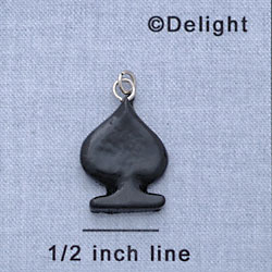 7633 - Card Suit Spade Black - Resin Charm (12 per package)