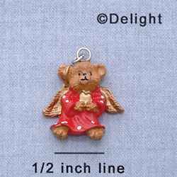 7635 - Angel Bear Red Dots White - Resin Charm (1 dozen in a package)