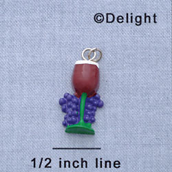 7675 - Wine Glass Red Grapes - Resin Charm (12 per package)