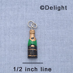 7687 - Champagne Bottle Green - Resin Charm (12 per package)