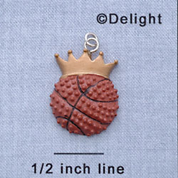 7727 - Basketball With Crown - Resin Charm (12 per package)