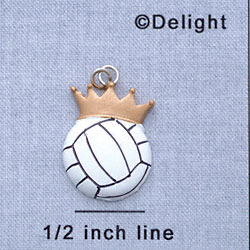 7729 - Volleyball With Crown - Resin Charm (12 per package)