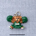 7020 - Cheerleader Bear Green - Resin Charm (12 per package)