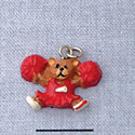 7025 - Cheerleader Bear Red - Resin Charm (12 per package)