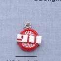 7126 - Emergency 911 Red - Resin Charm (12 per package)