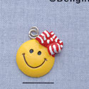 7313 - Smiley Face Red Hair bow - Resin Charm (12 per package)