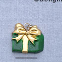 7418 - Present Green Gold Bow - Resin Charm (12 per package)