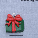 7424 - Present Green Red Bow - Resin Charm (12 per package)