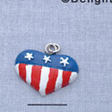 7458 tlf - Heart USA 3 Stars - Resin Charm (12 per package)