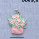 7501 - Easter Basket Flower Pink - Resin Charm (12 per package)