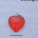 7514 - Heart Glitter Red - Resin Charm (12 per package)