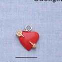 7515* - Heart Red Arrow Gold - Resin Charm (Left & Right) (12 per package)
