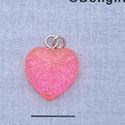 7517 - Heart Glitter Pink - Resin Charm (12 per package)