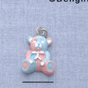 7569 - Bear Sitting Tie White - Resin Charm (12 per package)