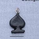 7633 - Card Suit Spade Black - Resin Charm (12 per package)