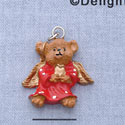 7635 - Angel Bear Red Dots White - Resin Charm (1 dozen in a package)