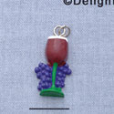 7675 - Wine Glass Red Grapes - Resin Charm (12 per package)