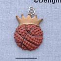 7727 - Basketball With Crown - Resin Charm (12 per package)