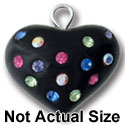 7748 tlf - Black Resin Heart with Tropical Swarovski Crystals - Flat Back Resin Charm (6 per package)