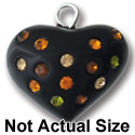 7749 tlf - Black Resin Heart with Fall Swarovski Crystals - Flat Black Resin Charm (6 per package)