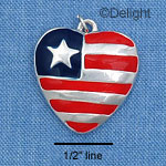 C1001 - Heart USA Star Silver Charm (6 charms per package)