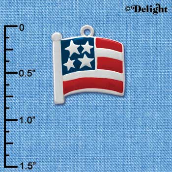C1002 - Flag USA Silver Charm (6 charms per package)