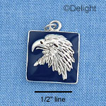 C1009* - Eagle Head Blue Silver Charm (left & right) (6 charms per package)