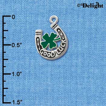 C1016* - Horseshoe Clover Silver Charm (left & right) (6 charms per package)