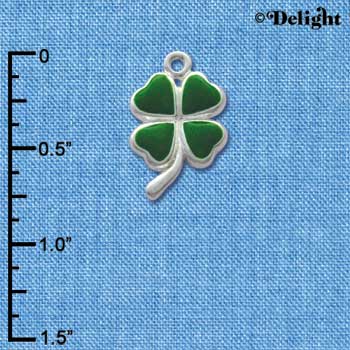 C1018* - Clover Heart Silver Charm (left & right) (6 charms per package)