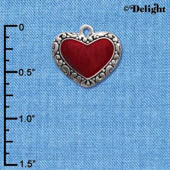 C1028 - Red Enamel Heart Charm  (6 charms per package)