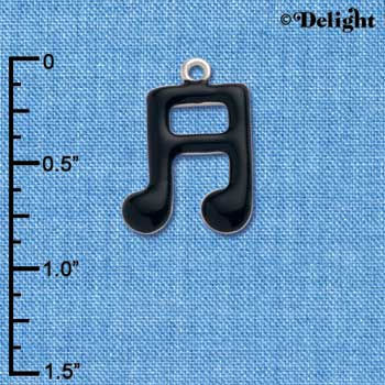 C1039 - Musical Notes Black Silver Charm (6 charms per package)