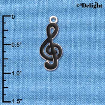 C1040 - Clef Note Black Silver Charm (6 charms per package)
