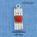 C1054 - Band-Aid Heart Red Silver Charm (6 charms per package)