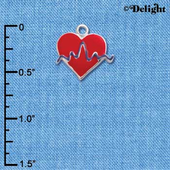 C1060 - Heart Rhythm Line Silver Charm (6 charms per package)