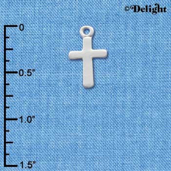 C1061+ - Cross Plain Silver Charm (6 charms per package)