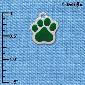 C1088 - Paw Green Silver Charm (6 charms per package)