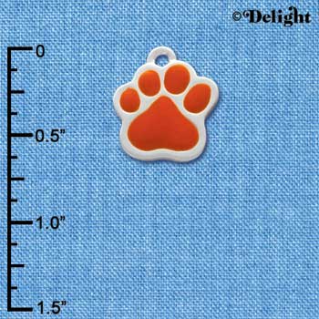 C1090 - Paw Orange Silver Charm (6 charms per package)