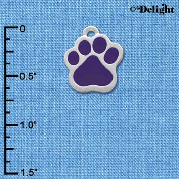 C1091 - Paw Purple Silver Charm (6 charms per package)