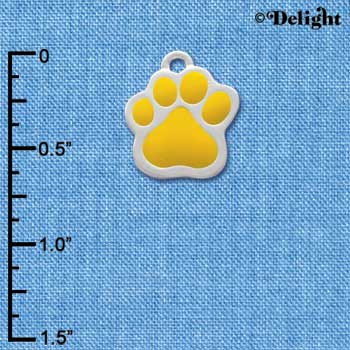 C1096 - Paw Yellow Silver Charm (6 charms per package)