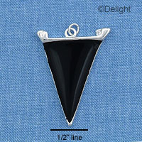C1098 - Pennant Black Silver Charm (6 charms per package)