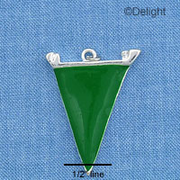 C1101 - Pennant Green Silver Charm (6 charms per package)