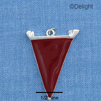 C1102 - Pennant Maroon Silver Charm (6 charms per package)