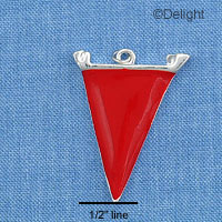 C1105 - Pennant Red Silver Charm (6 charms per package)