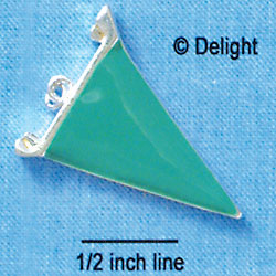 C1107 - Pennant Teal Silver Charm (6 charms per package)