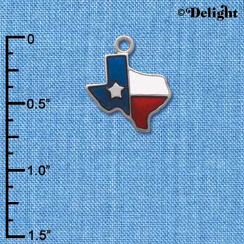 C1123 - Texas Lone Star Glass Silver Charm (6 charms per package)