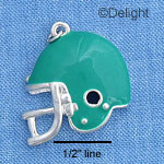 C1133* - Football Helmet Teal Silver Charm (6 charms per package)