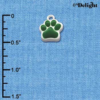 C1140 - Paw Green Silver Charm Mini (6 charms per package)