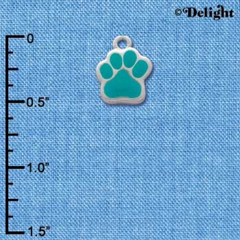 C1146 - Paw Teal Silver Charm Mini (6 charms per package)