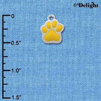 C1148 - Paw Yellow Silver Charm Mini (6 charms per package)